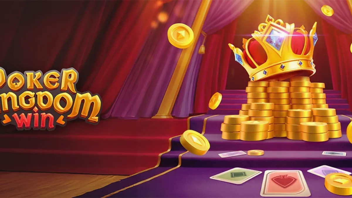 Tampilan visual mesin slot Poker Kingdom Win dengan tema kerajaan dan simbol kartu.